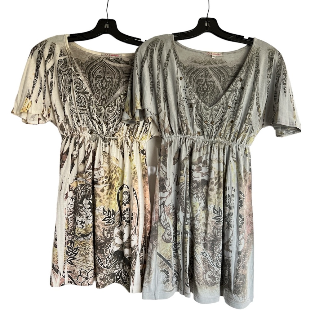 2 Piece JULIE’S CLOSET Empire Waist Bohemian Style Tunic Junior Small